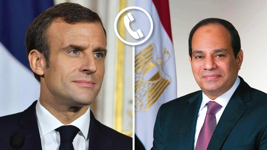 El-Sisi Receives Phone Call from His French Counterpart Emmanuel Macron