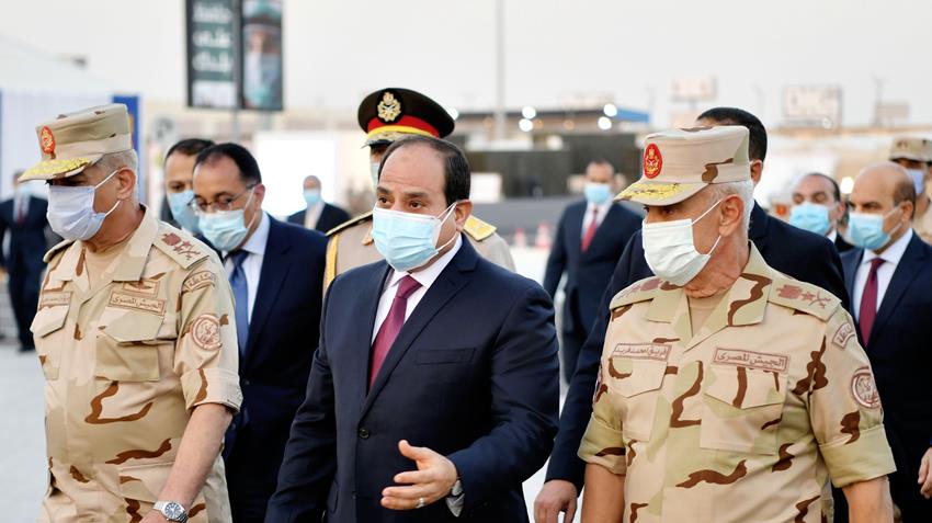 الرئيس عبد الفتاح السيسي يتفقد بأرض المعارض تجهيزات القوات المسلحة للعزل الصحي 27/6/2020
