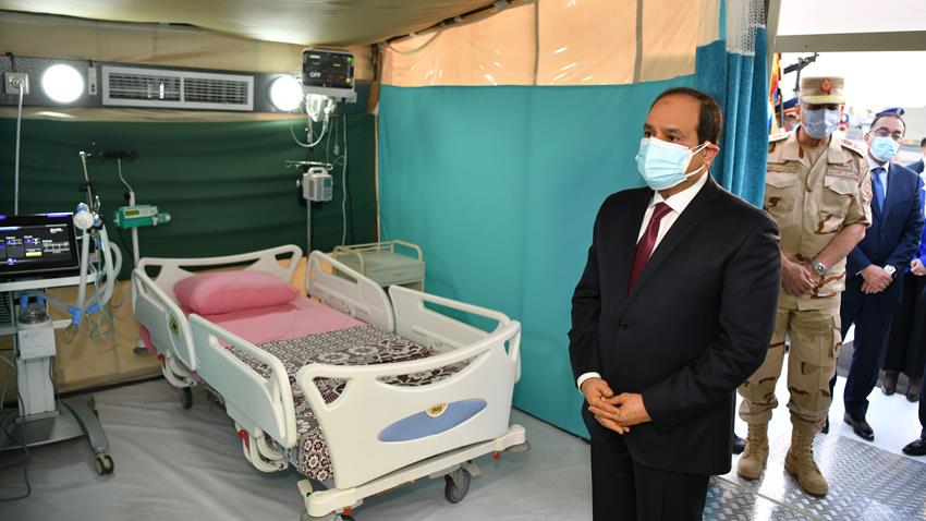 President El-Sisi Inspects Armed Forces Quarantine Measures at Egypt International Exhibition Center