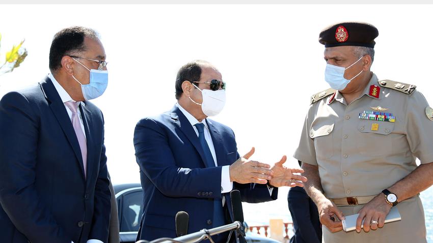 الرئيس عبد الفتاح السيسي يقوم بجولة تفقدية لمنطقة المنتزه التاريخية بالإسكندرية 5-8-2020