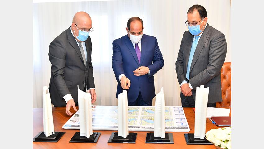 الرئيس عبد الفتاح السيسي يجتمع برئيس مجلس الوزراء ووزير الإسكان ومستشار الرئيس للتخطيط العمراني