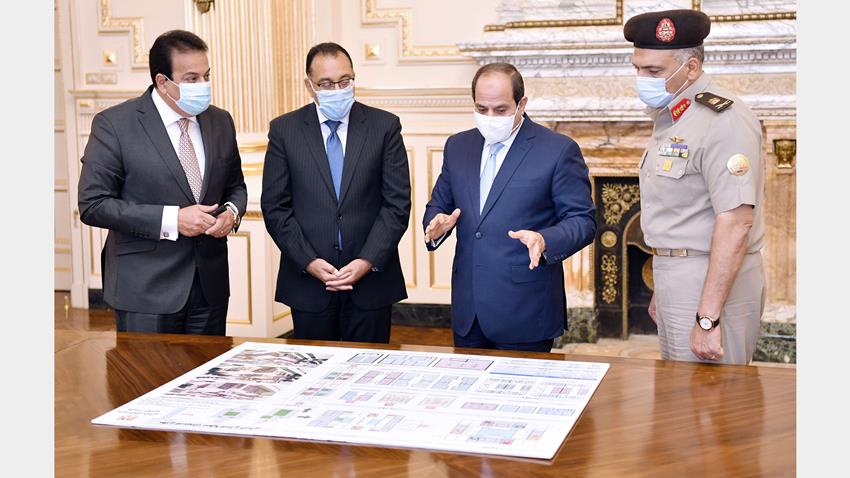 الرئيس عبد الفتاح السيسي يجتمع برئيس مجلس الوزراء ووزير التعليم العالي ورئيس الهيئة الهندسية ق.م