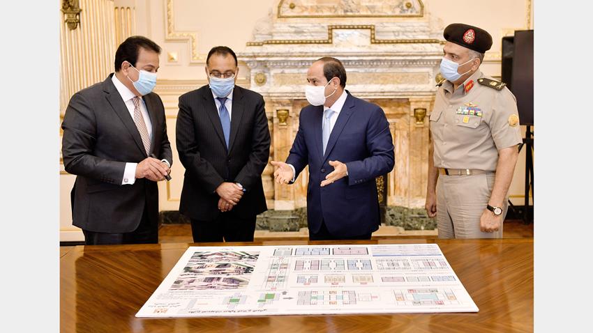 الرئيس عبد الفتاح السيسي يجتمع برئيس مجلس الوزراء ووزير التعليم العالي ورئيس الهيئة الهندسية ق.م