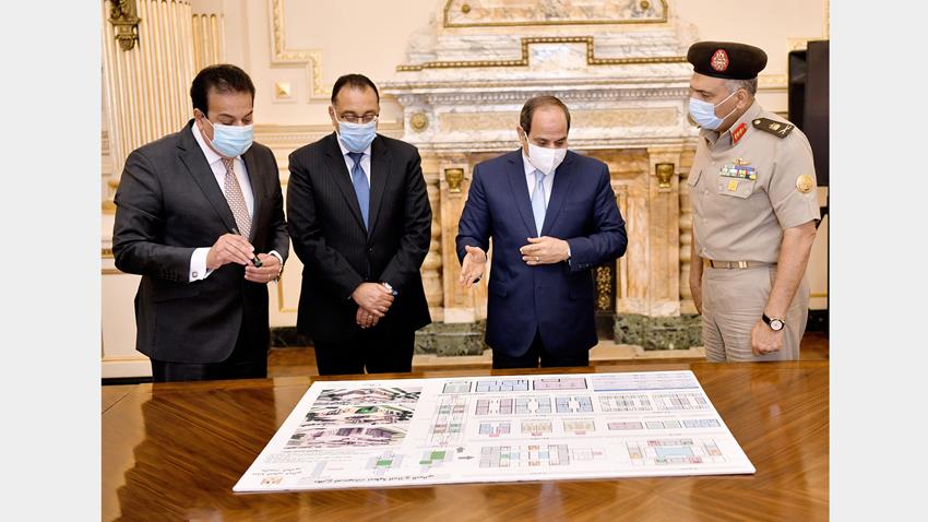 الرئيس عبد الفتاح السيسي يجتمع برئيس مجلس الوزراء ووزير التعليم العالي ورئيس الهيئة الهندسية ق.م