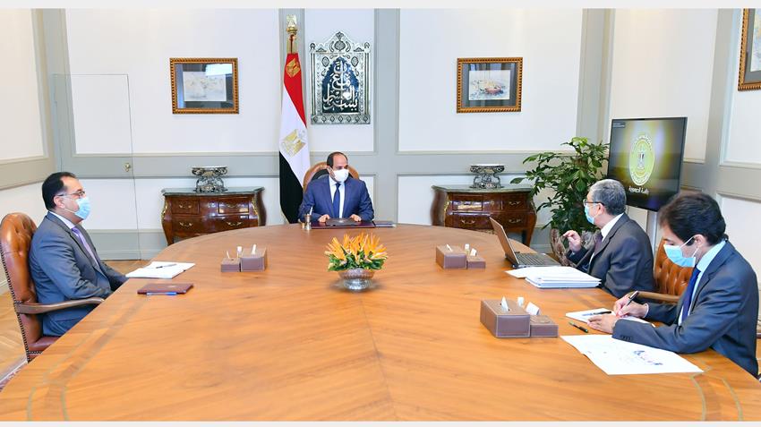 الرئيس عبد الفتاح السيسي يجتمع برئيس مجلس الوزراء ووزير الكهرباء والطاقة المتجددة 14/10/2020