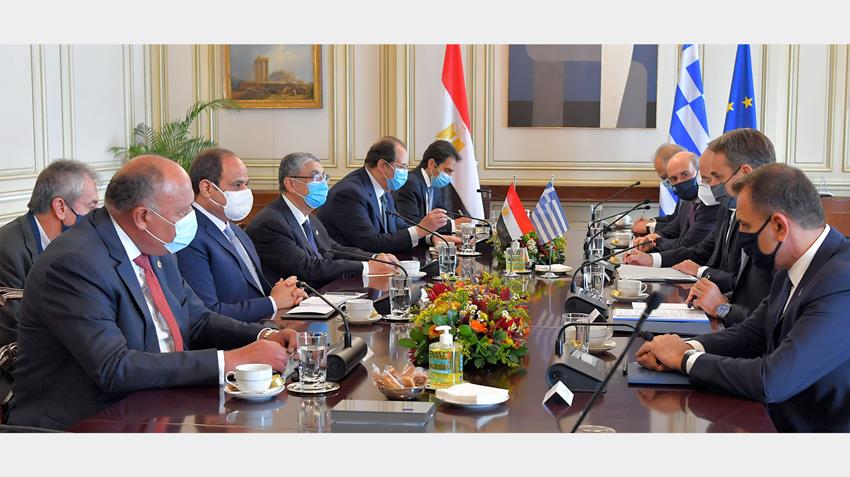 الرئيس عبد الفتاح السيسي يعقد مباحثات على مستوى القمة مع رئيس الوزراء اليوناني