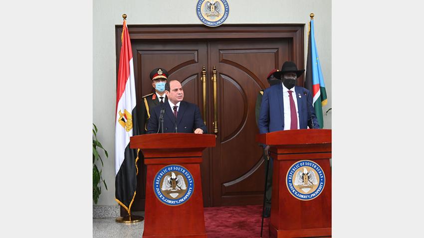 كلمة الرئيس عبد الفتاح السيسي خلال المؤتمر الصحفي المشترك مع رئيس جمهورية جنوب السودان