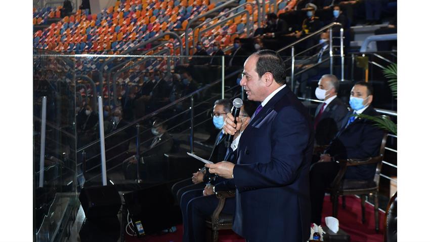 الرئيس عبد الفتاح السيسي يحضر افتتاح بطولة العالم لكرة اليد بالصالة المغطاة في استاد القاهرة الدولي 13/1/2021