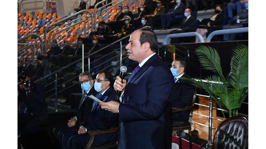الرئيس عبد الفتاح السيسي يحضر افتتاح بطولة العالم لكرة اليد بالصالة المغطاة في استاد القاهرة الدولي 13/1/2021