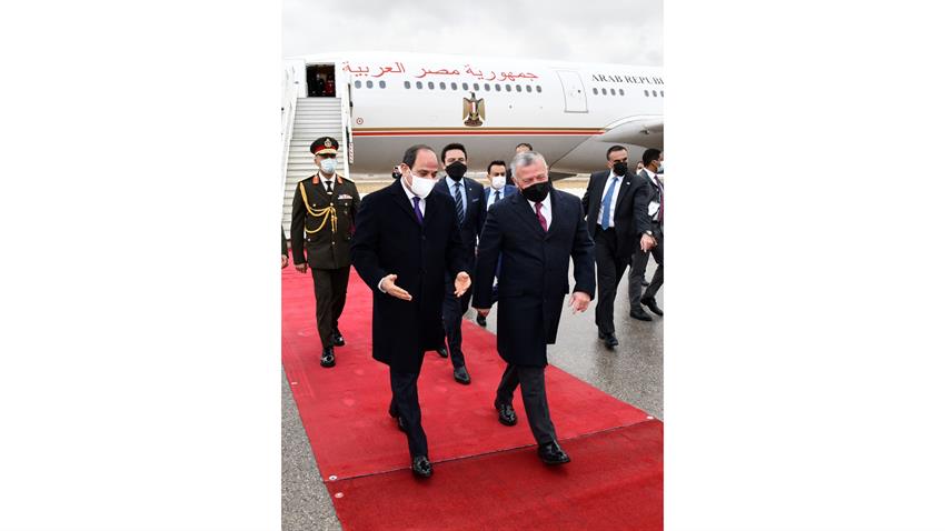 الرئيس عبد الفتاح السيسي يصل إلى المملكة الأردنية الهاشمية 18-1-2021