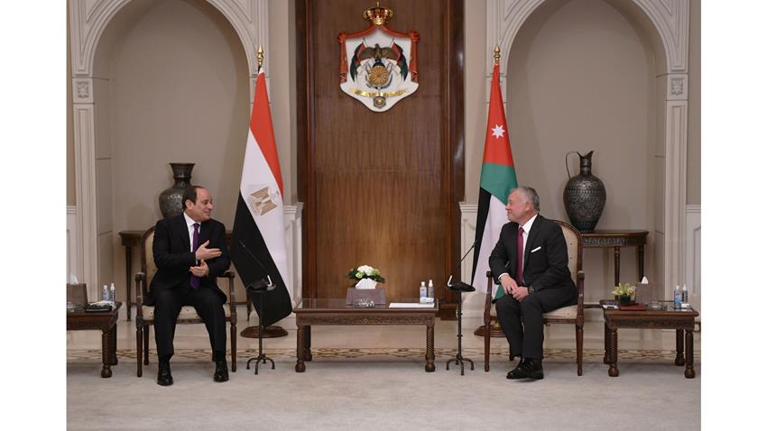 Le Président Al-Sissi rencontre le Roi du Royaume hachémite de Jordanie.