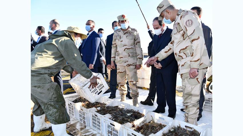 الرئيس عبد الفتاح السيسي يفتتح مشروع الفيروز للاستزراع السمكي بشرق التفريعة بمحافظة بورسعيد 23-1-2021