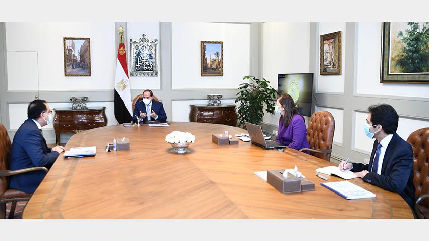 الرئيس عبد الفتاح السيسي يجتمع برئيس مجلس الوزراء ووزيرة التخطيط والتنمية الاقتصادية 23/2/2021