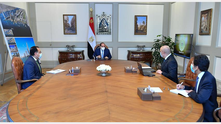 الرئيس عبد الفتاح السيسي يجتمع برئيس مجلس الوزراء ووزير الإسكان والمرافق والمجتمعات العمرانية 23-2-2021