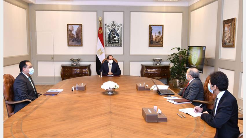 الرئيس عبد الفتاح السيسي يجتمع برئيس مجلس الوزراء ووزير الدولة للإنتاج الحربي 02/03/2021