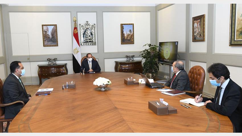 الرئيس عبد الفتاح السيسي يجتمع برئيس مجلس الوزراء ووزير الدولة للإنتاج الحربي 02/03/2021