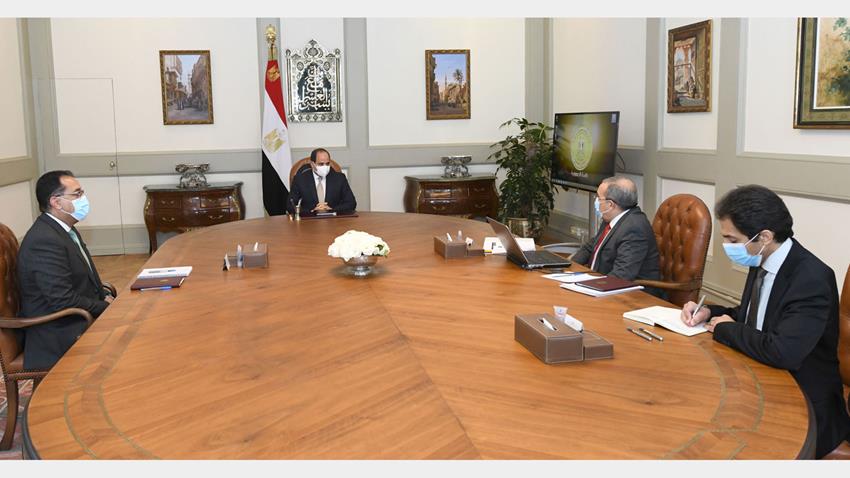 الرئيس عبد الفتاح السيسي يجتمع برئيس مجلس الوزراء ووزير الدولة للإنتاج الحربي 02/03/2021