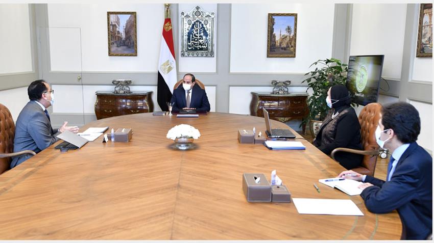 الرئيس عبد الفتاح السيسي يجتمع رئيس مجلس الوزراء ووزيرة التجارة والصناعة20-3-2021