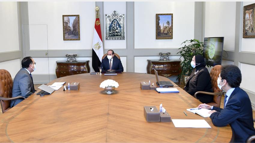 الرئيس عبد الفتاح السيسي يجتمع رئيس مجلس الوزراء ووزيرة التجارة والصناعة20-3-2021