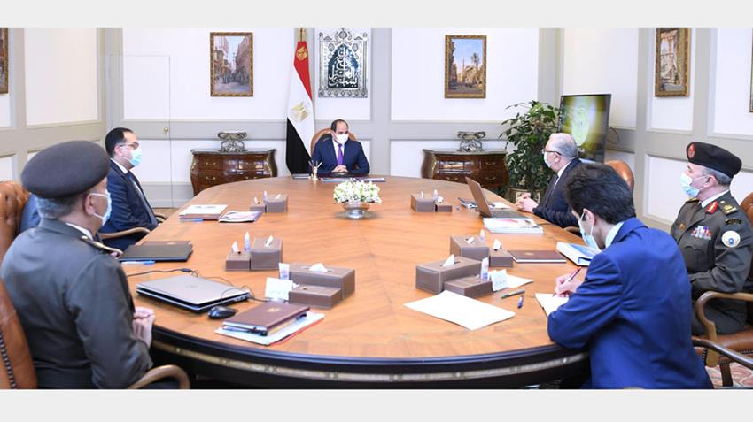 الرئيس عبد الفتاح السيسي يجتمع برئيس مجلس الوزراء وعددٍ من الوزراء والمسئولين 28/03/2021
