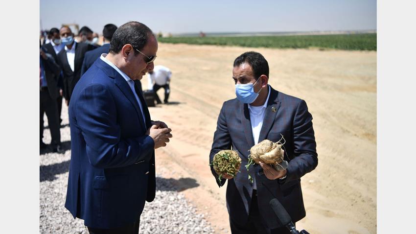 الرئيس عبد الفتاح السيسي يتفقد موسم الحصاد الزراعي بمشروع مستقبل مصر 6-4-2021