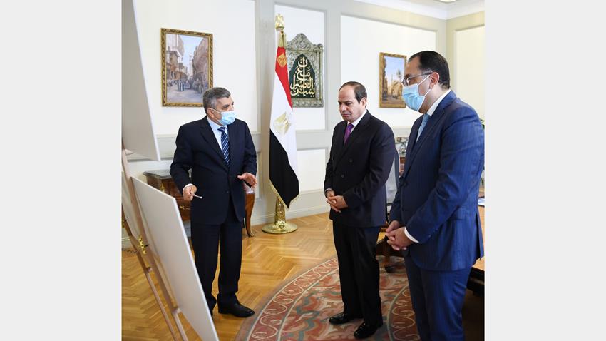 الرئيس عبد الفتاح السيسي يجتمع برئيس مجلس الوزراء ورئيس هيئة قناة السويس