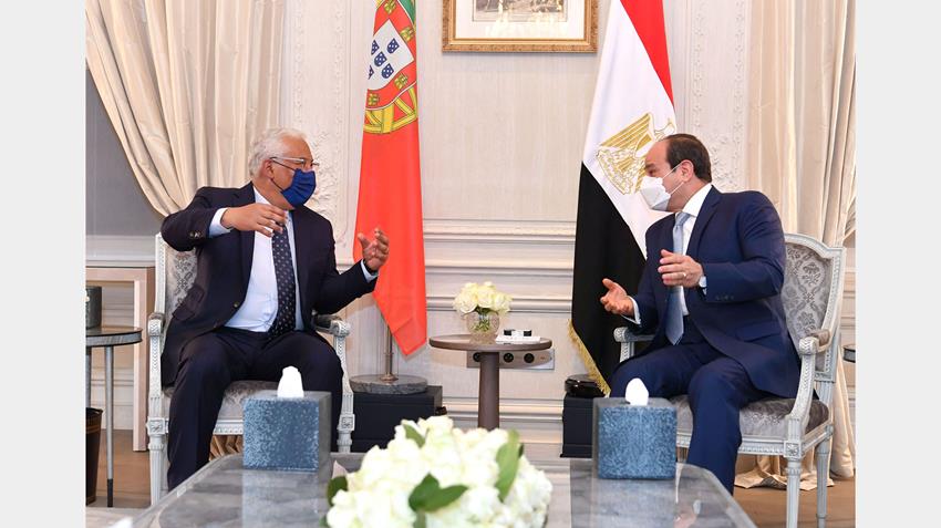الرئيس عبد الفتاح السيسي يلتقي رئيس وزراء البرتغال بمقر إقامة سيادته بالعاصمة الفرنسية باريس
