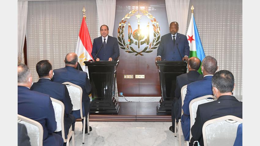 كلمة الرئيس عبد الفتاح السيسي خلال المؤتمر الصحفي المشترك مع رئيس جمهورية جيبوتي