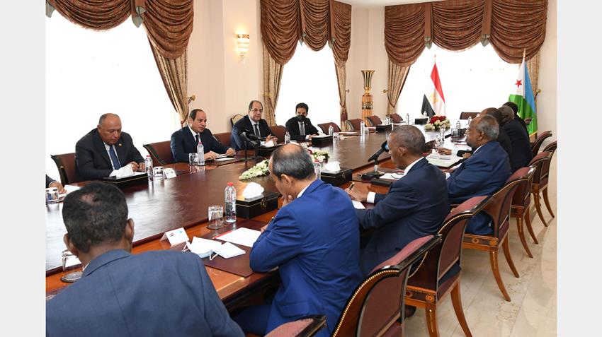 الرئيس عبد الفتاح السيسي يعقد مباحثات ثنائية مع رئيس جيبوتي في القصر الجمهوري 27/05/2021