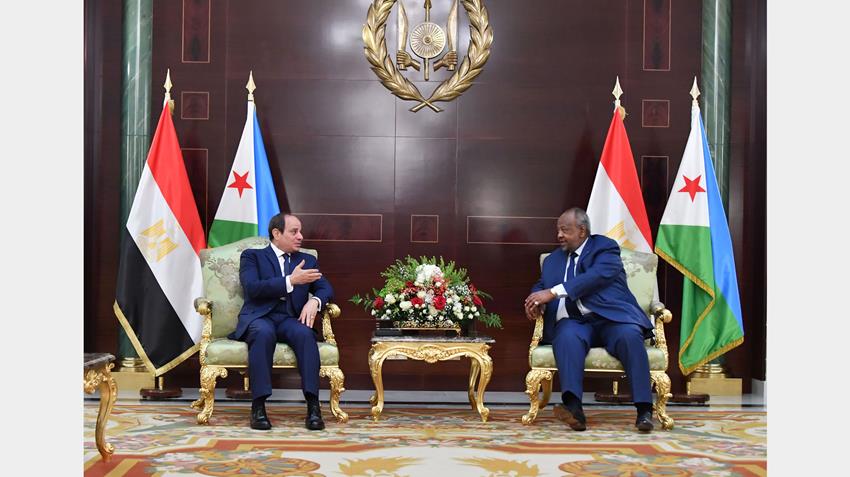 الرئيس عبد الفتاح السيسي يعقد مباحثات ثنائية مع رئيس جيبوتي في القصر الجمهوري 27/05/2021