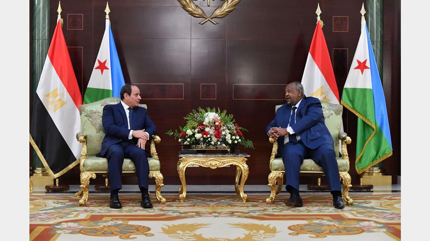 الرئيس عبد الفتاح السيسي يعقد مباحثات ثنائية مع رئيس جيبوتي في القصر الجمهوري 27/05/2021