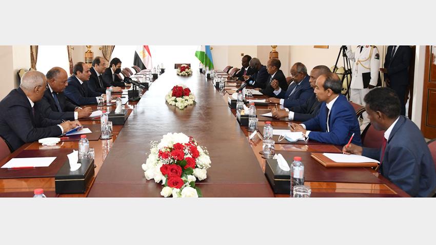 الرئيس عبد الفتاح السيسي يعقد مباحثات ثنائية مع رئيس جيبوتي في القصر الجمهوري 27/05/2021