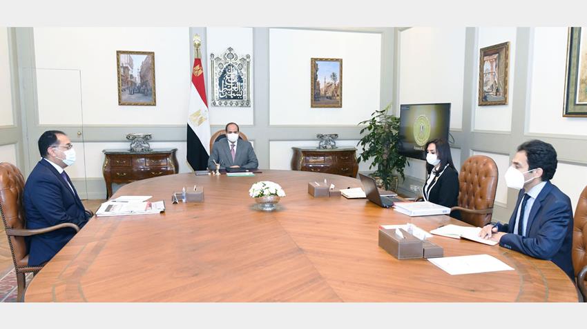 الرئيس عبد الفتاح السيسي يجتمع برئيس مجلس الوزراء ورئيس المجلس القومي للمرأة 7-6-2021