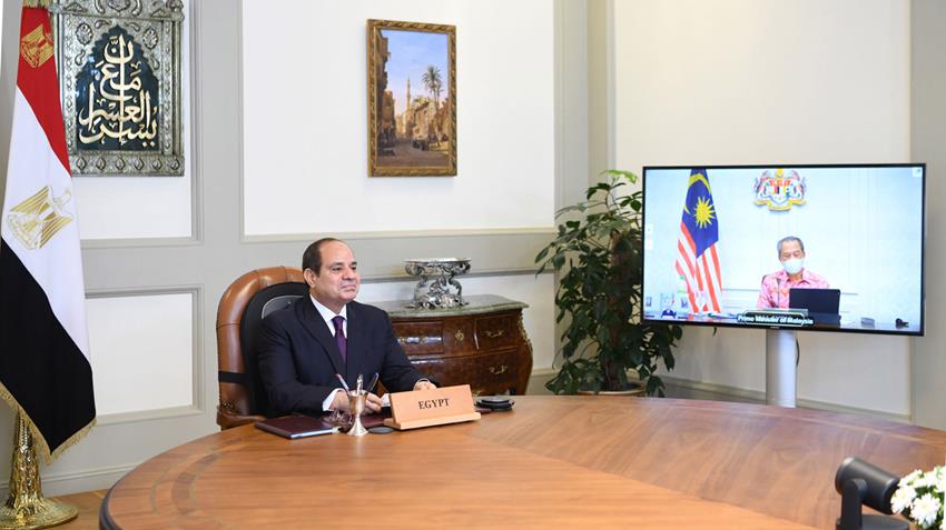 الرئيس عبد الفتاح السيسي يتلقى اتصالًا عبر تقنية الفيديو كونفرانس من رئيس وزراء ماليزيا