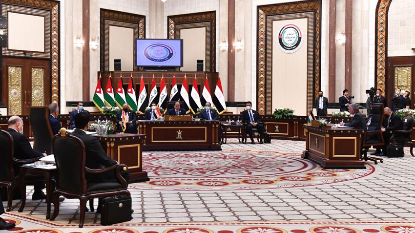 الرئيس عبد الفتاح السيسي يشارك في قمة ثلاثية مع رئيس الوزراء العراقي والعاهل الأردني 27/6/2021