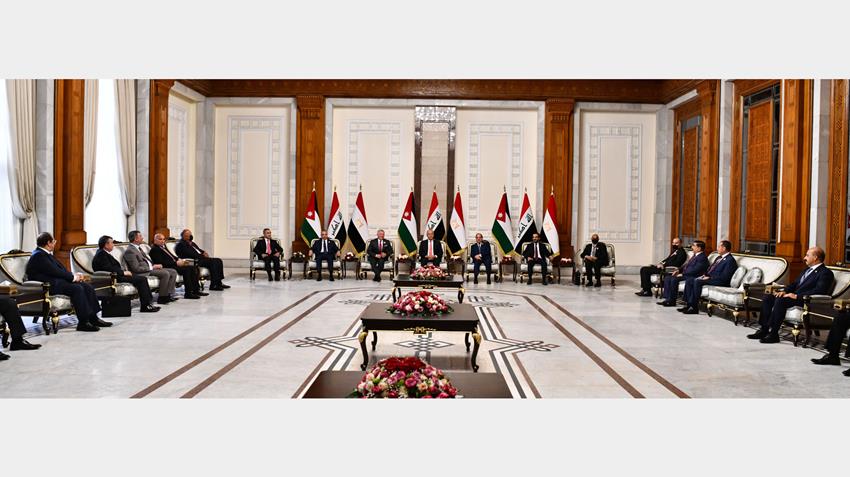 الرئيس عبد الفتاح السيسي يشارك في اجتماع رباعي مع رئيس جمهورية العراق وملك الأردن ورئيس وزراء العراق