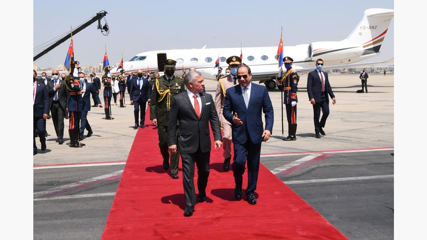 الرئيس عبد الفتاح السيسي يستقبل ملك المملكة الأردنية الهاشمية
