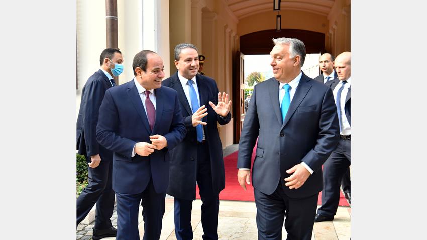 الرئيس عبد الفتاح السيسي يعقد مباحثات مع رئيس الوزراء المجري بمقر رئاسة الوزراء ببودابست 13/10/2021