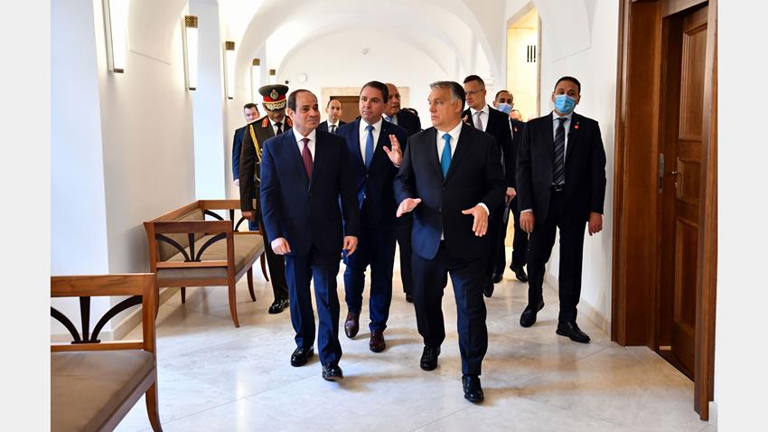 الرئيس عبد الفتاح السيسي يعقد مباحثات مع رئيس الوزراء المجري بمقر رئاسة الوزراء ببودابست 13/10/2021