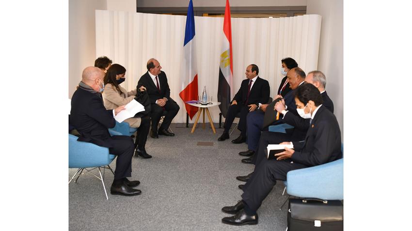 الرئيس عبد الفتاح السيسي يلتقي رئيس الوزراء الفرنسي بالعاصمة باريس