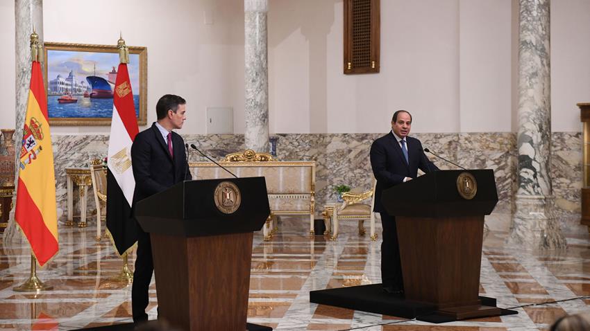 كلمة الرئيس عبــد الفتــاح السيسي خلال المؤتمر الصحفي المشترك مع رئيس حكومة مملكة إسبانيا 01/12/2021