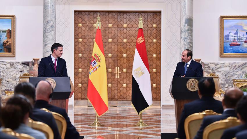 كلمة الرئيس عبــد الفتــاح السيسي خلال المؤتمر الصحفي المشترك مع رئيس حكومة مملكة إسبانيا 01/12/2021