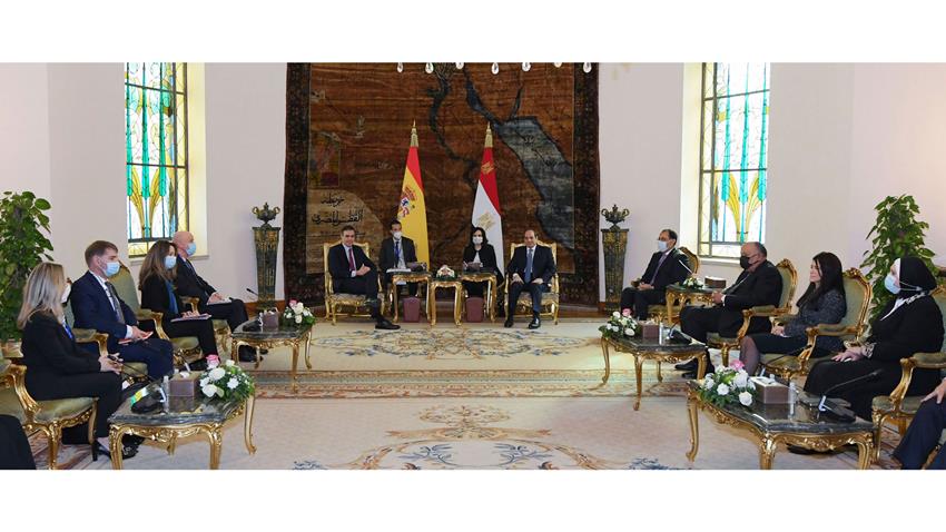1/12/2021 الرئيس عبد الفتاح السيسي يستقبل رئيس حكومة مملكة اسبانيا