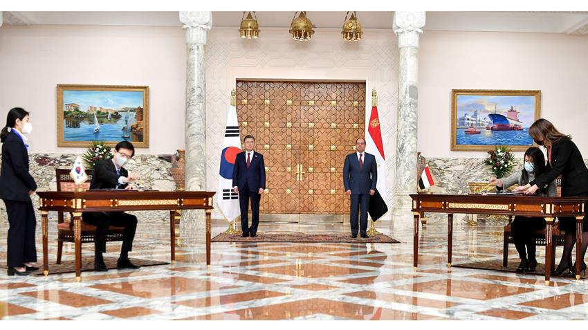 الرئيس عبد الفتاح السيسي يشهد مراسم التوقيع على عدد من مذكرات التفاهم بين مصر وكوريا الجنوبية