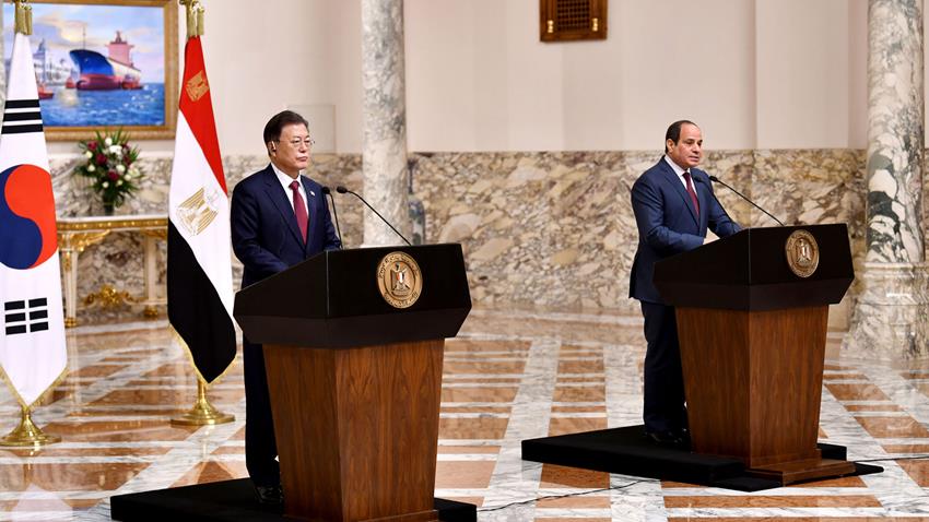 كلمة الرئيس عبــد الفتــاح السيسي خلال المؤتمر الصحفي المشترك مع رئيس جمهورية كوريا الجنوبية 20-01-2022