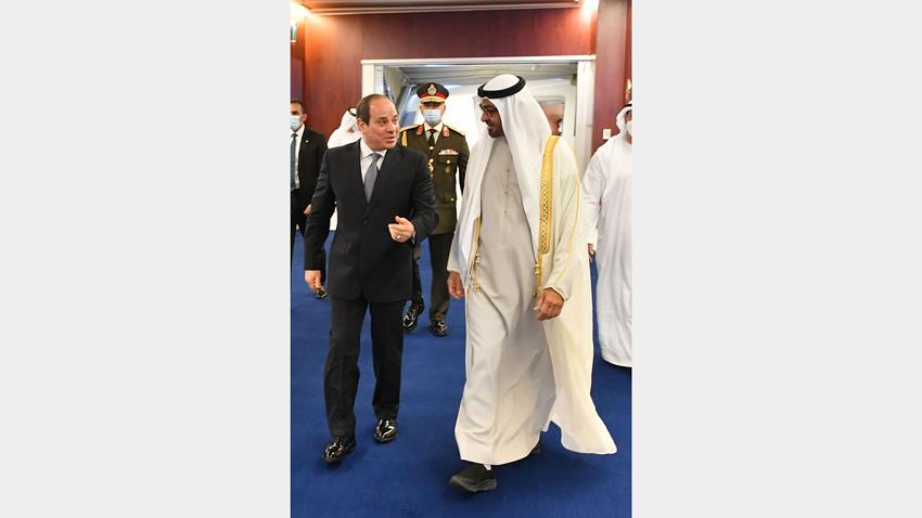 الرئيس عبد الفتاح السيسي يلتقي ولي عهد أبو ظبي بالعاصمة الإماراتية أبو ظبي