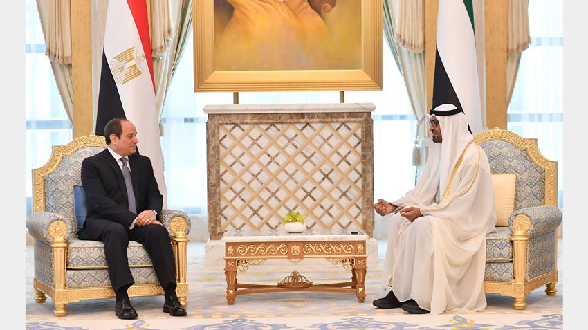 الرئيس عبد الفتاح السيسي يلتقي ولي عهد أبو ظبي بالعاصمة الإماراتية أبو ظبي