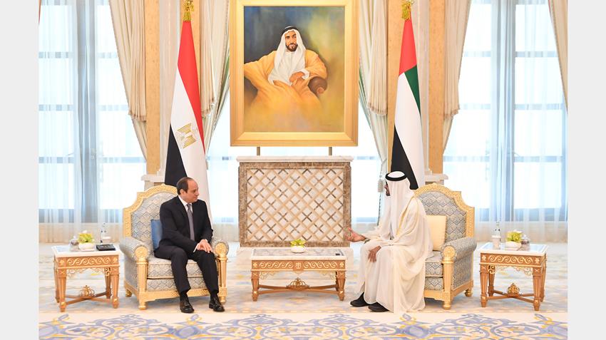الرئيس عبد الفتاح السيسي يلتقي ولي عهد أبو ظبي بالعاصمة الإماراتية أبو ظبي