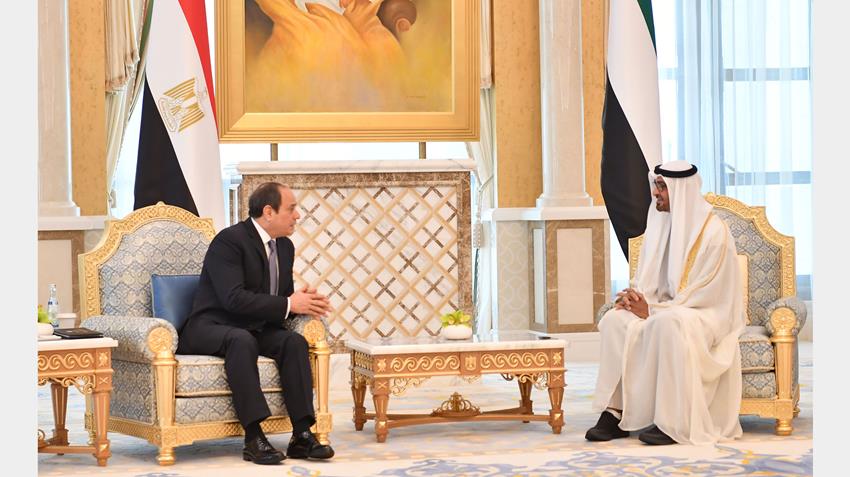 الرئيس عبد الفتاح السيسي يلتقي ولي عهد أبو ظبي بالعاصمة الإماراتية أبو ظبي