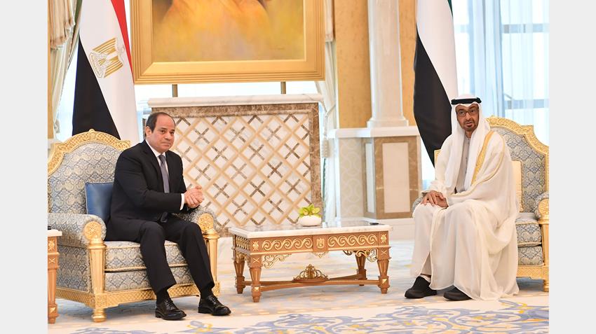 الرئيس عبد الفتاح السيسي يلتقي ولي عهد أبو ظبي بالعاصمة الإماراتية أبو ظبي